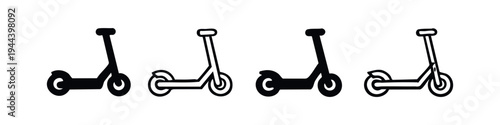 Electric Scooter Icons Set. Modern Urban Transportation and Micromobility.