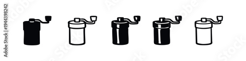 Collection of Manual Coffee Grinder Icons