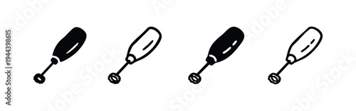 Handheld Milk Frother Icon Set. Coffee Whisk Vector Illustration for Barista and Beverage Preparation.