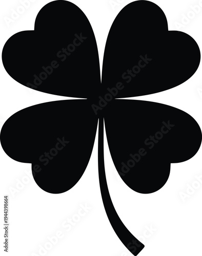 Minimalist black four leaf clover lucky clover silhouette vector icon