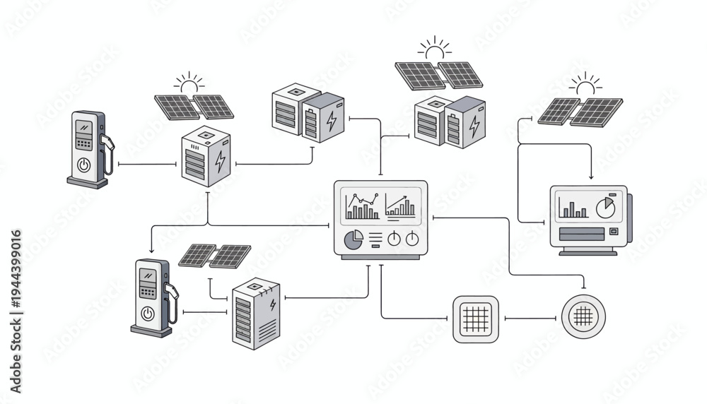 Fototapeta premium Solar energy system with battery storage.
