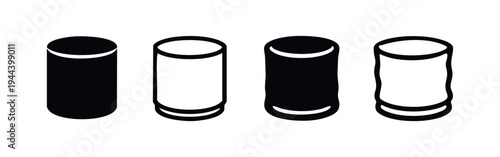Cylindrical Container Icons Set, Storage and Packaging Elements Vector Illustration