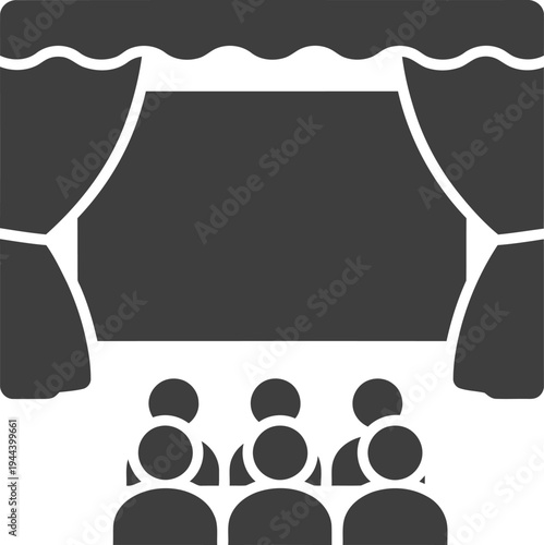 Vector illustration of a presentation screen with audience