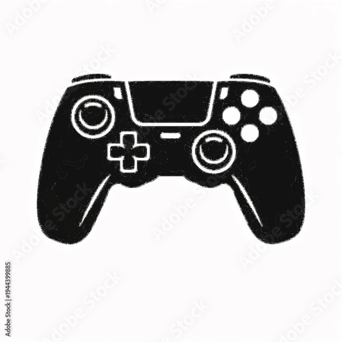 Minimalist Black Game Controller Icon Isolated on White Background