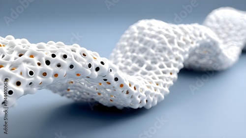 Abstract White Wavy Structure on Blue Background