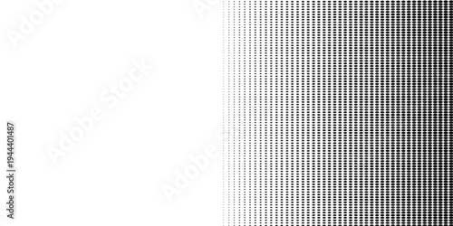 Set of halftone dots gradient pattern texture isolated on white background. Straight dotted spots using halftone circle dot raster texture. Vector blot half tone collection.