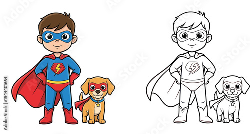 Superhero Boy and His Super Dog - Dynamic Duo for Kids' Adventures