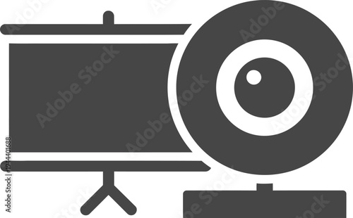 Vector icon of television and camera on stand