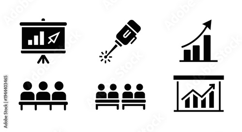 Business presentation and teamwork icons.