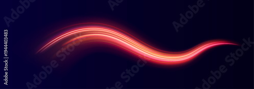 Neon arcs flow in fluid motion, glowing with energy. Light streaks radiate kinetic force across the frame. Perfect for futuristic or tech-inspired visuals.