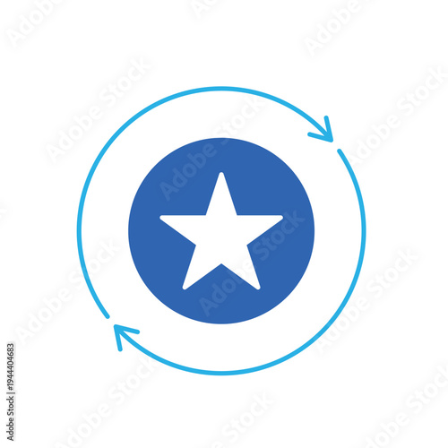 icon a reputation recovery with a star inside circular refresh arrows, isolated against a clean background.