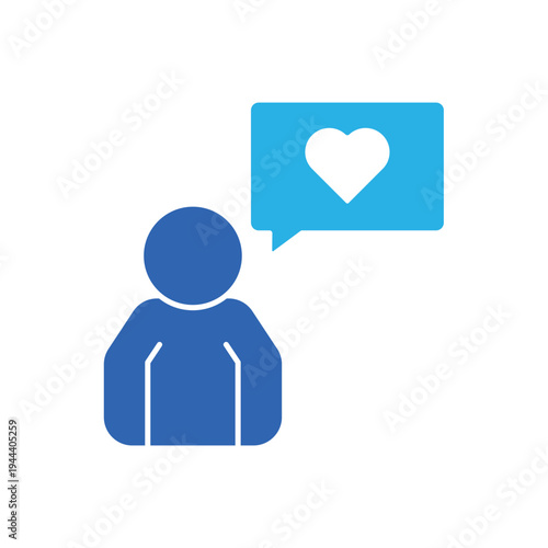 Free Download icon a feedback message with person and heart bubble, isolated against a clean background. - GFXLoad