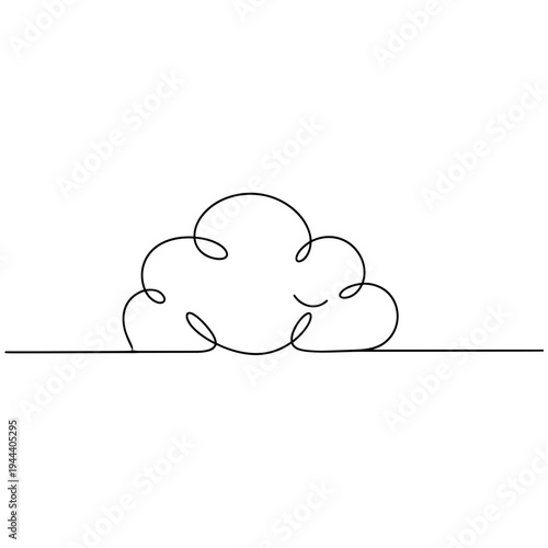 Continuous one line drawing of fluffy cloud shape for weather forecast computing network and dream concept minimalist nature atmospheric symbol icon