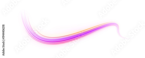 Orange and purple neon arcs twist across a dark canvas. Motion blur enhances speed and energy perception. Perfect for cyberpunk, AI, or sci-fi designs. PNG