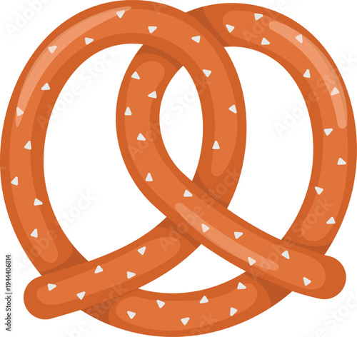 Pretzel with Salt Flat Illustration Isolated on White Background