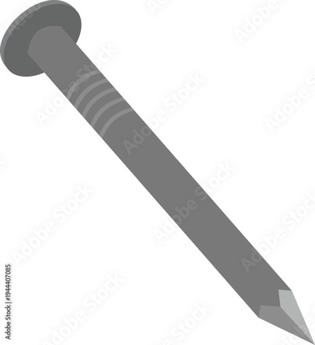 Construction Nail Flat Illustration Isolated on White Background