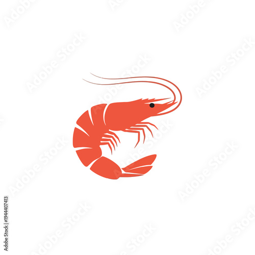 Freshwater Prawn Side View Illustration.