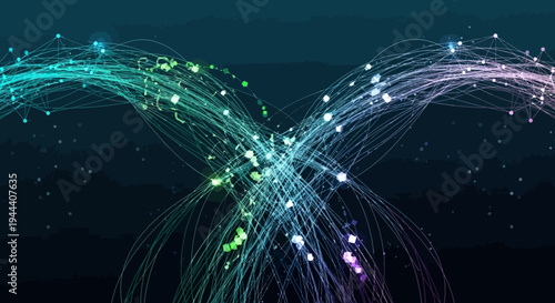 colorful abstract glowing fiber optic network connections