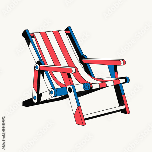 Red, white, and beach chair