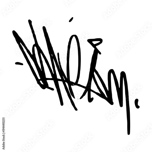 Artistic Hand Drawn Signature Illustration with Dynamic Ink Strokes for Creative Identity and Branding Projects.