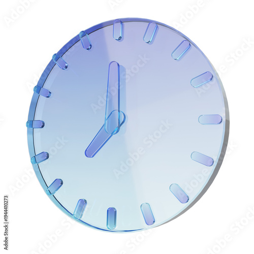 Canvastavla Glass circle clock icon symbol isolated on transparent png background