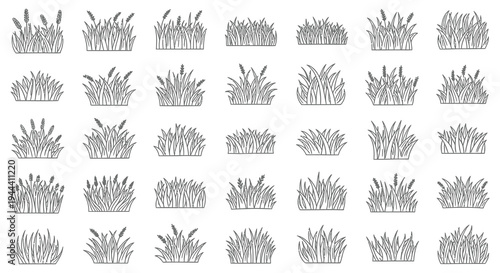 A repeating pattern of stylized grasses and wheat stalks fills the frame creating a textured visual effect silhouette high quality