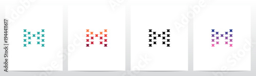 Half Circle Cut Out Letter Initial Alphabet Logo Design M