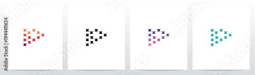 Half Circle Cut Out Letter Initial Alphabet Logo Design P