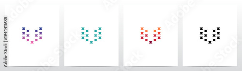 Half Circle Cut Out Letter Initial Alphabet Logo Design V