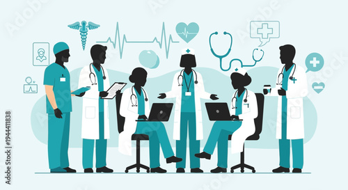 Medical professionals working together in hospital.