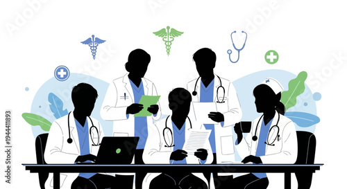 Medical professionals in a meeting discussion.