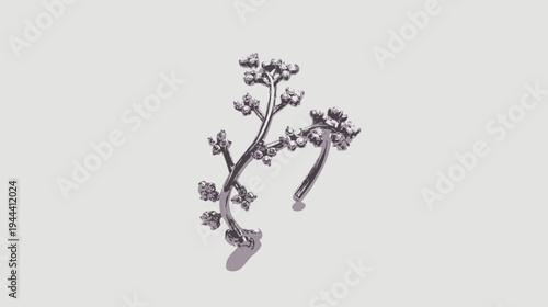 An elegant, open-ended silver cuff bracelet, designed with a floral or botanical style