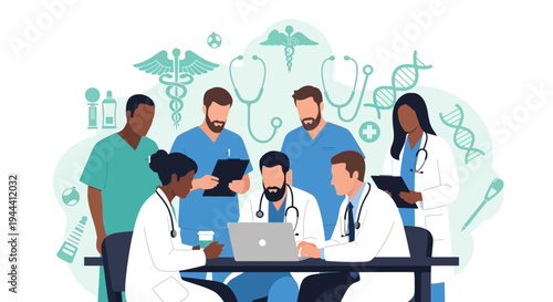 Medical professionals collaborating on patient data.