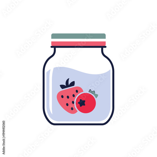 Jar with fruit preserves inside.