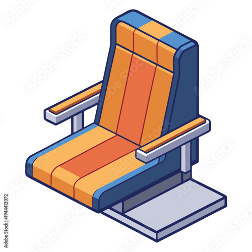 Airplane Passenger Seat in Blue and Orange Colors