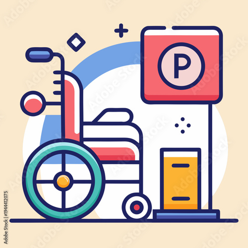 Accessible Parking Symbol With Wheelchair Illustration