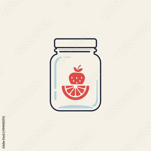 Jar with fruit logo on it.