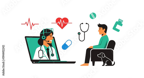 Online medical consultation with doctor.