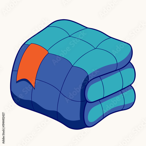 Folded Quilted Blanket with Orange Accent