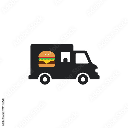 Food Truck with Hamburger Icon.