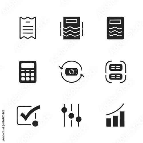 Tax filing and accounting settlement icon sheet