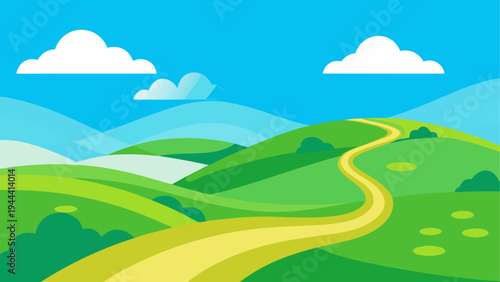 Landscape with rolling hills and sky view