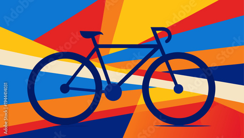 Stylized bicycle against colorful lines