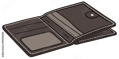 Open brown leather wallet with card slots and cash compartment open wallet