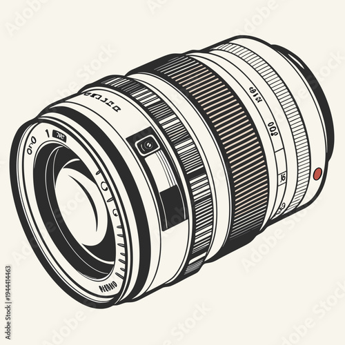 Black and white of a camera lens black and white isolated equipment device optics