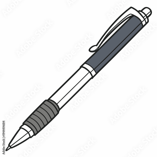 Gray and silver ballpoint pen with clip writing instrument