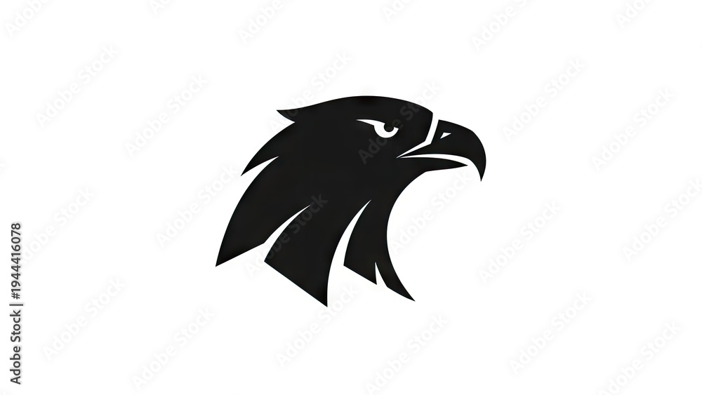 Fototapeta premium Black silhouette of eagle head on white background symbol of strength