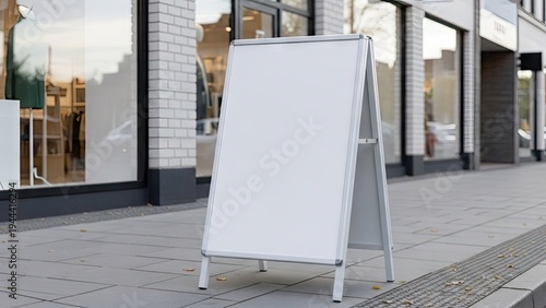 Blank a frame sign mockup on a sidewalk for advertising and announcements