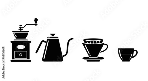 Coffee cup and coffee maker icons.