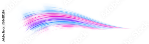 Pink and cyan neon trails swirl across a futuristic cyber grid creating dynamic energy flows. Motion blur emphasizes acceleration. High resolution PNG for digital art projects.